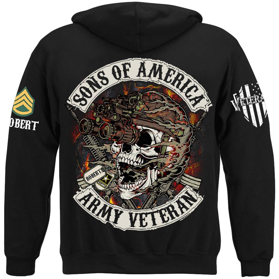 Personalized Veteran Skull Shirt Son Of America Custom All Military Branches Of Service Shirt H2511 Trna