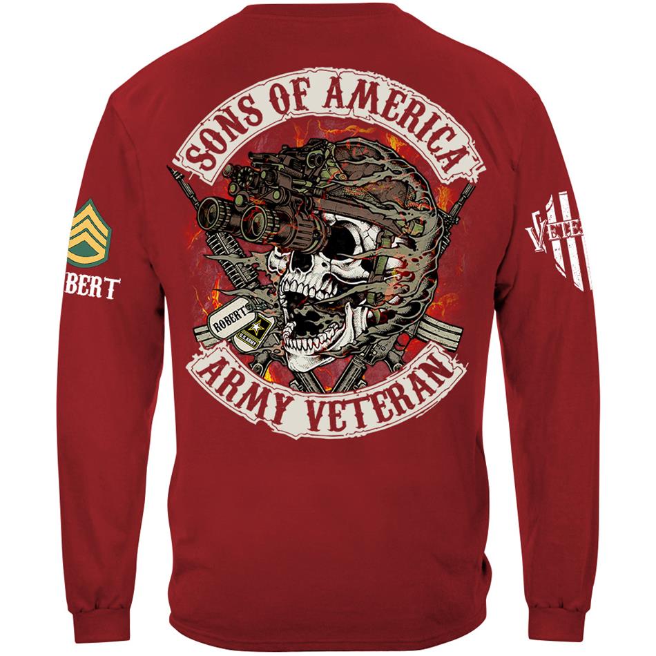 Personalized Veteran Skull Shirt Son Of America Custom All Military Branches Of Service Shirt H2511 Trna