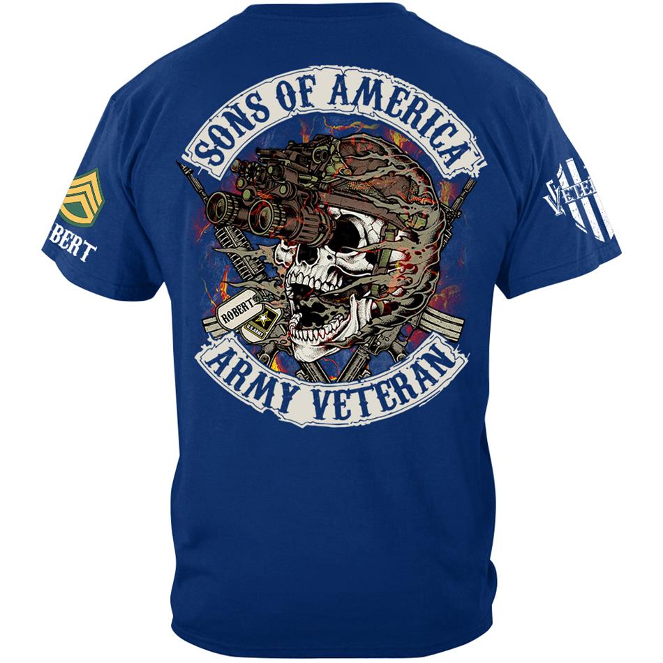 Personalized Veteran Skull Shirt Son Of America Custom All Military Branches Of Service Shirt H2511 Trna