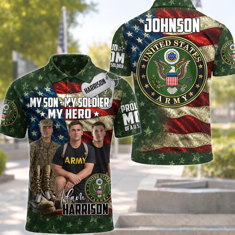 My Son My Soldier My Hero Proud Army Mom Custom All Over Print Shirt For Military Family Members H2511 Trna
