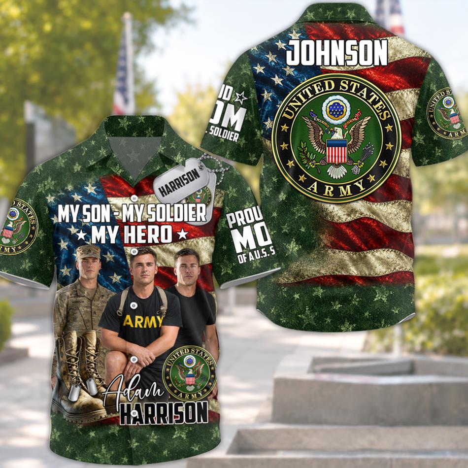 My Son My Soldier My Hero Proud Army Mom Custom All Over Print Shirt For Military Family Members H2511 Trna