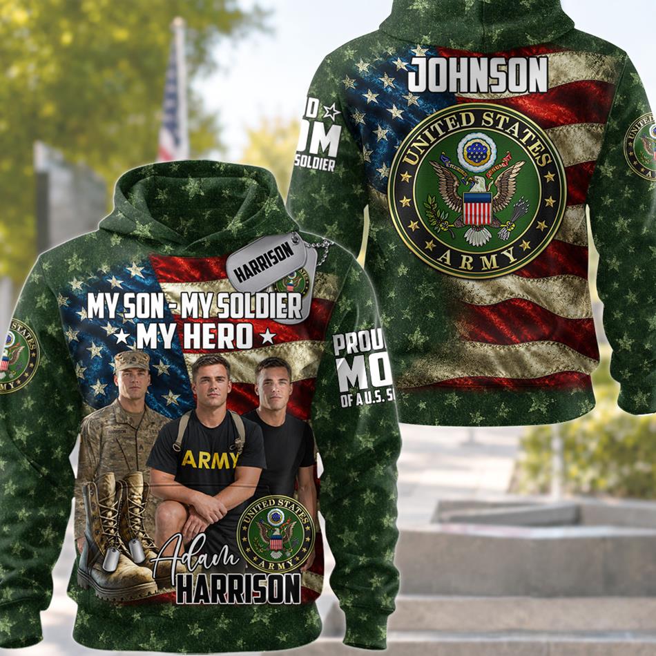 My Son My Soldier My Hero Proud Army Mom Custom All Over Print Shirt For Military Family Members H2511 Trna