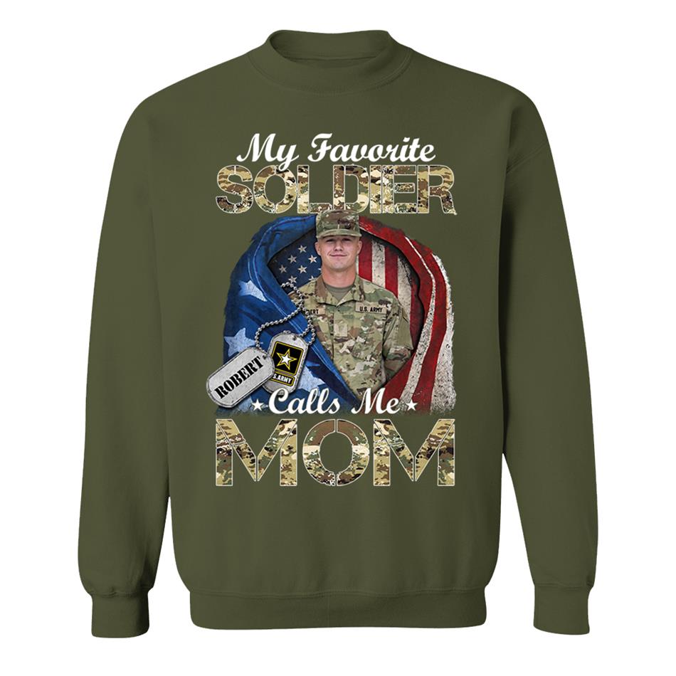My Favorite Soldier Calls Me Mom Custom Photo Shirt For Proud Army Mom Dad Grandma Family Shirt H2511 Trna