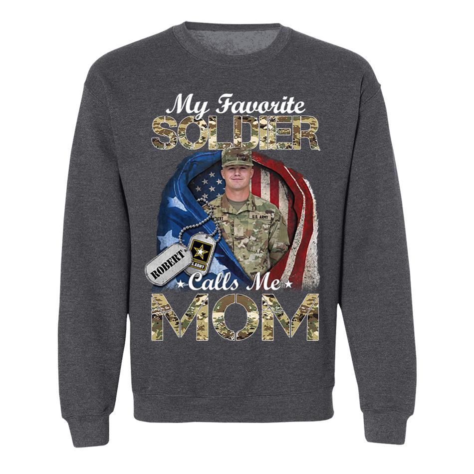 My Favorite Soldier Calls Me Mom Custom Photo Shirt For Proud Army Mom Dad Grandma Family Shirt H2511 Trna