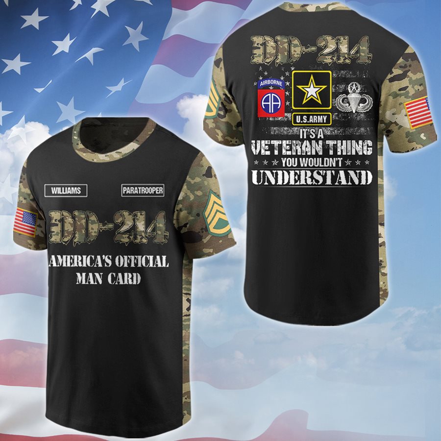 DD-214 Ameria's Official Man Card It's A Veteran Thing You Wouldn't Understand Custom All Over Print Shirt Gift For Veteran H2511 Trna
