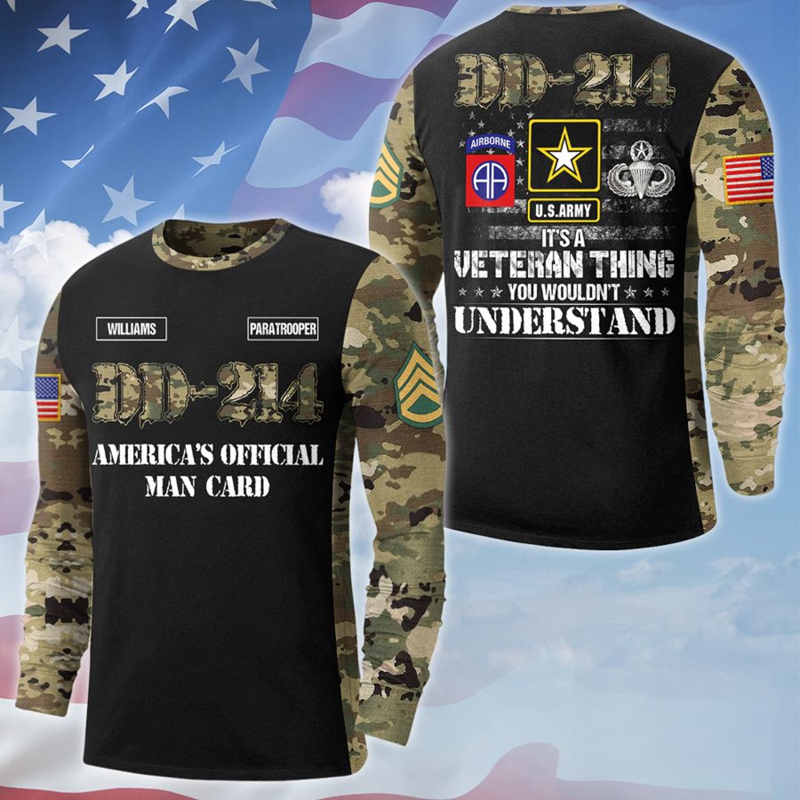 DD-214 Ameria's Official Man Card It's A Veteran Thing You Wouldn't Understand Custom All Over Print Shirt Gift For Veteran H2511 Trna