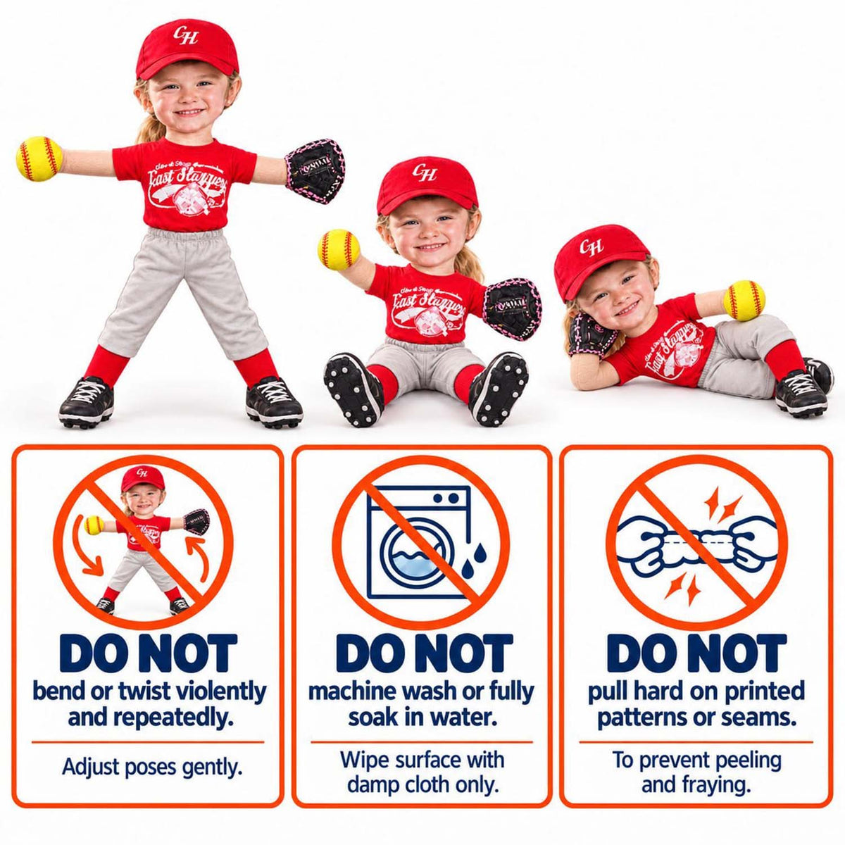 Personalized Softball Squishy Toy Poseable Plush Doll, Funny Gift For Sport Lovers NA04 Pt99 DH09