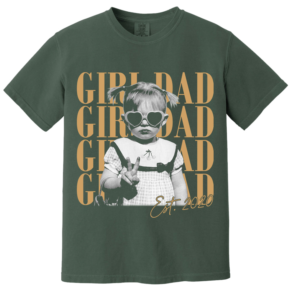 Custom Dad Vintage Photo Shirt, Custom Girl Dad Shirt, Personalized Fathers Day Shirt With Kids Photo, Funny Dad Shirt, Gift from Daughter VH01