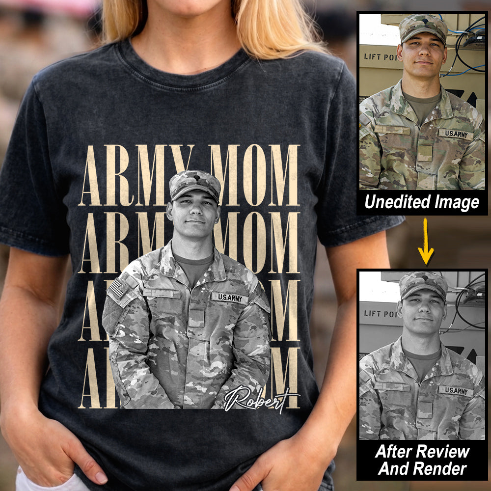 Retro Vintage Photo And Proud Military Family - Personalized Shirt Custom Graduate Picture Shirt Military Family Matching Shirt H2511 Trna