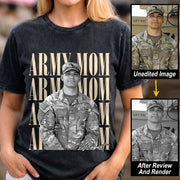 Retro Vintage Photo And Proud Military Family - Personalized Shirt Custom Graduate Picture Shirt Military Family Matching Shirt H2511 Trna
