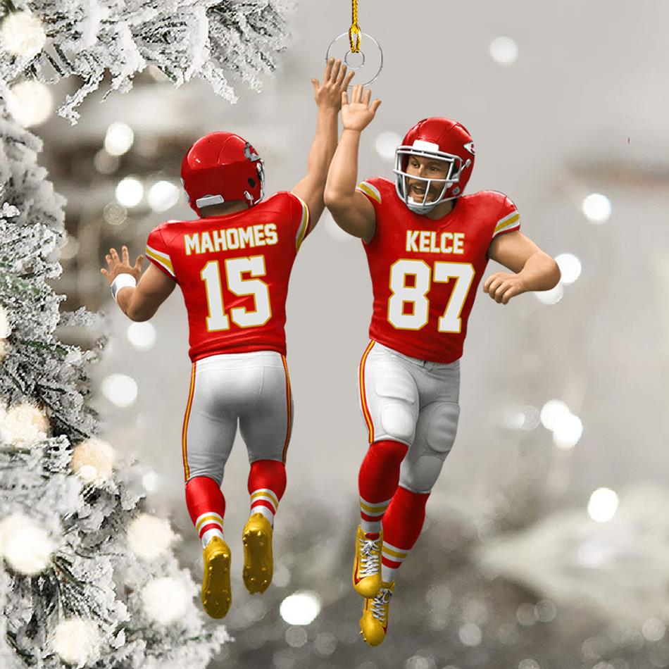 American Teammate High Fives All Around Custom Christmas Ornament 2 Sides Acrylic Ornament For Football Lovers Football Fans H2511 Trna