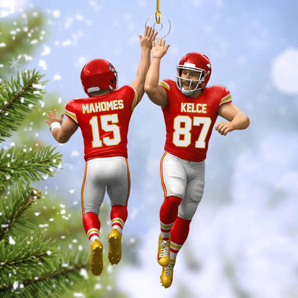 American Teammate High Fives All Around Custom Christmas Ornament 2 Sides Acrylic Ornament For Football Lovers Football Fans H2511 Trna