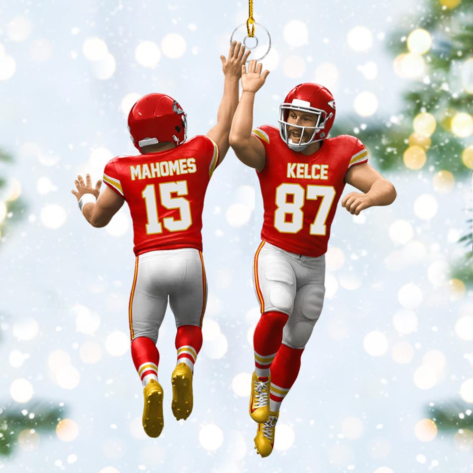 American Teammate High Fives All Around Custom Christmas Ornament 2 Sides Acrylic Ornament For Football Lovers Football Fans H2511 Trna