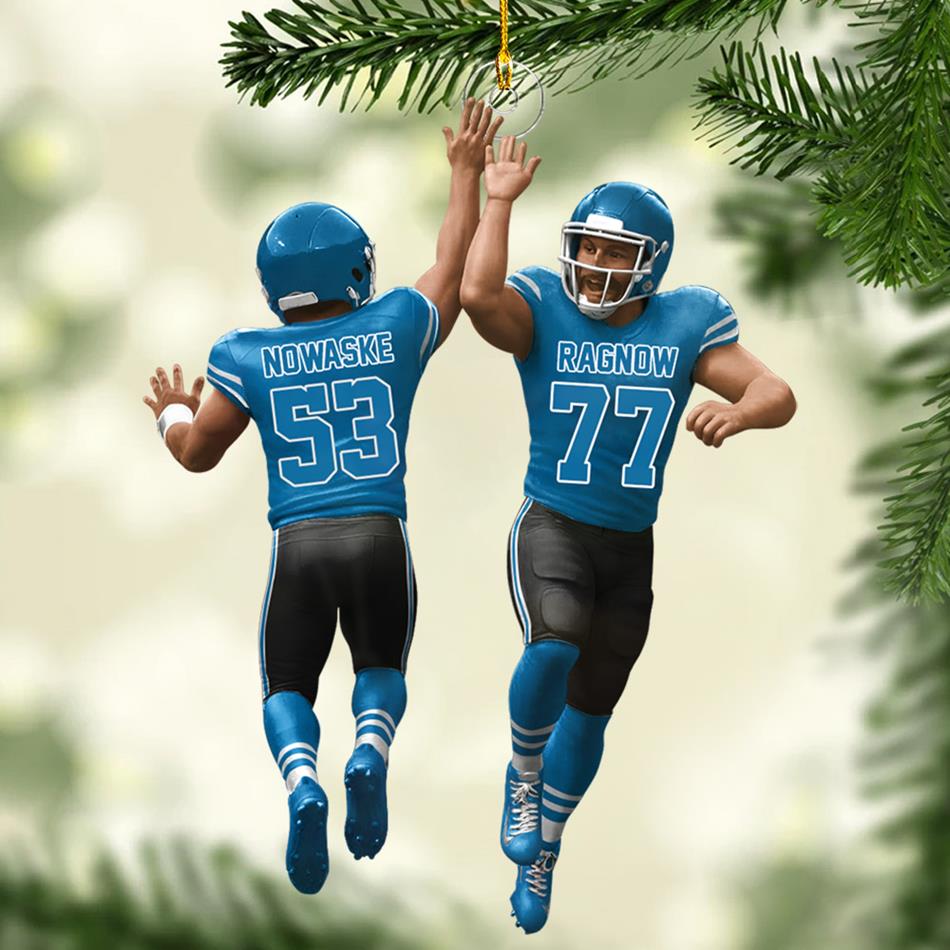 American Teammate High Fives All Around Custom Christmas Ornament 2 Sides Acrylic Ornament For Football Lovers Football Fans H2511 Trna