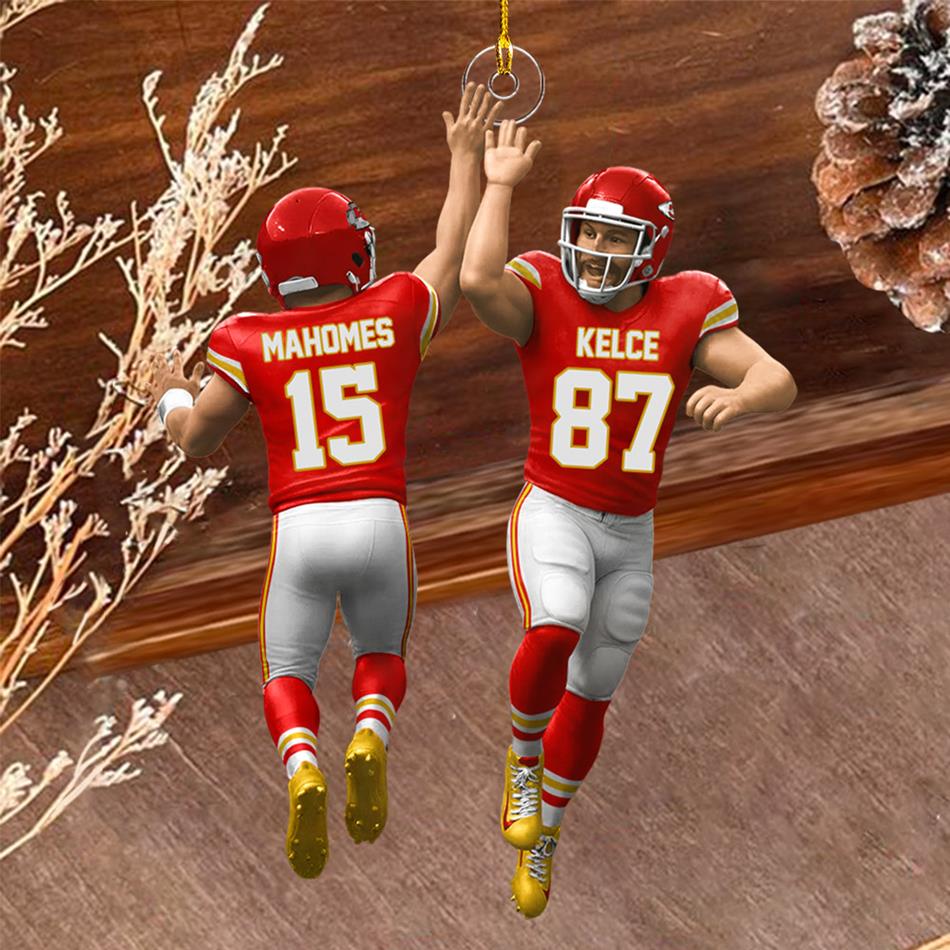 American Teammate High Fives All Around Custom Christmas Ornament 2 Sides Acrylic Ornament For Football Lovers Football Fans H2511 Trna