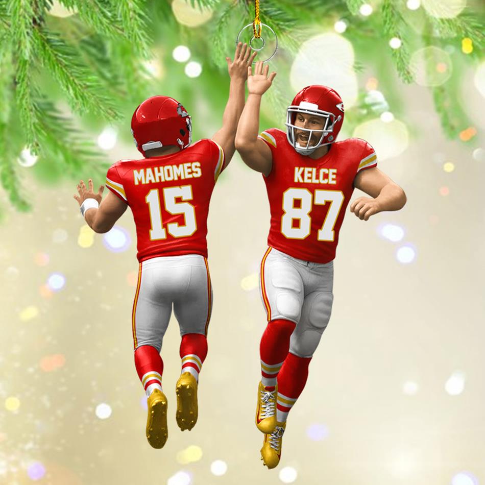 American Teammate High Fives All Around Custom Christmas Ornament 2 Sides Acrylic Ornament For Football Lovers Football Fans H2511 Trna