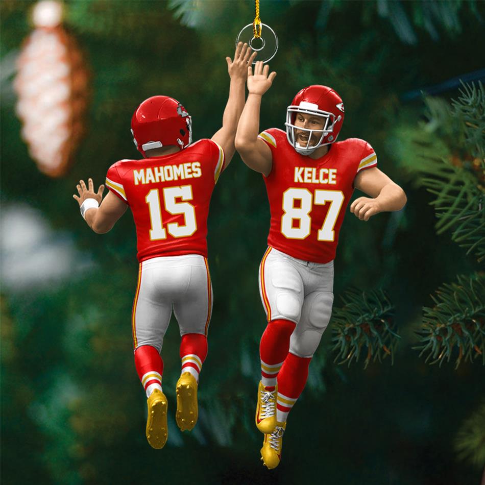 American Teammate High Fives All Around Custom Christmas Ornament 2 Sides Acrylic Ornament For Football Lovers Football Fans H2511 Trna