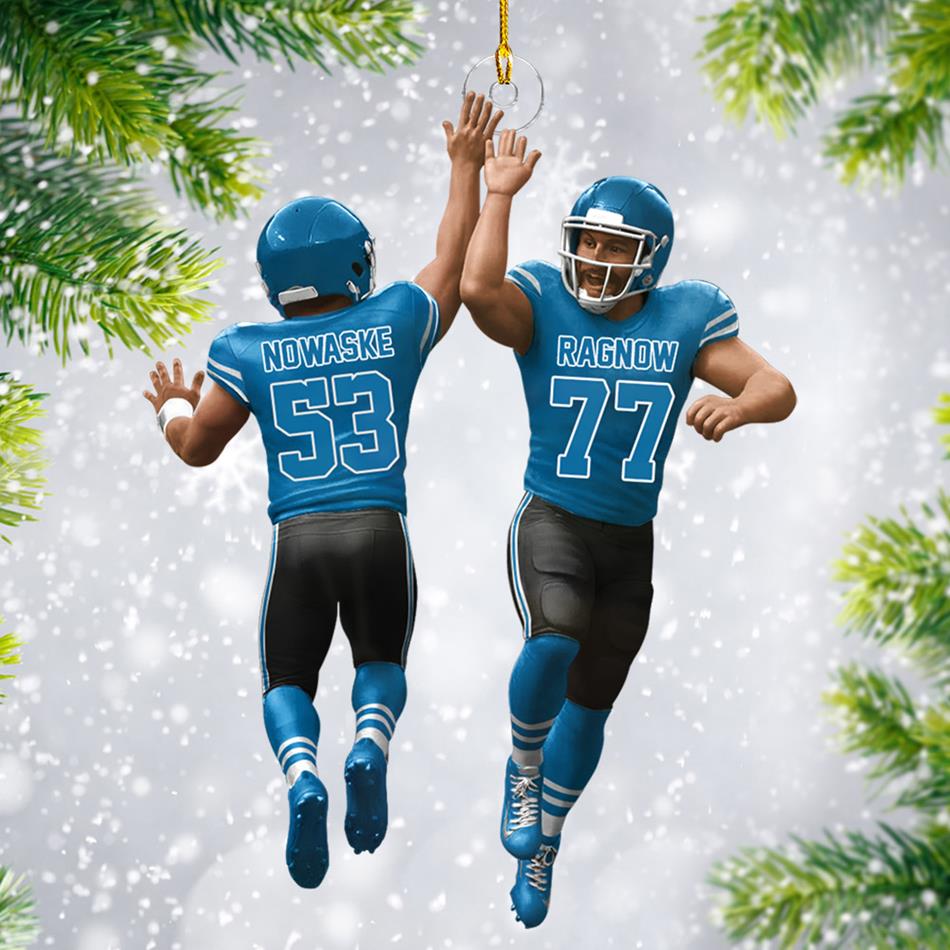 American Teammate High Fives All Around Custom Christmas Ornament 2 Sides Acrylic Ornament For Football Lovers Football Fans H2511 Trna