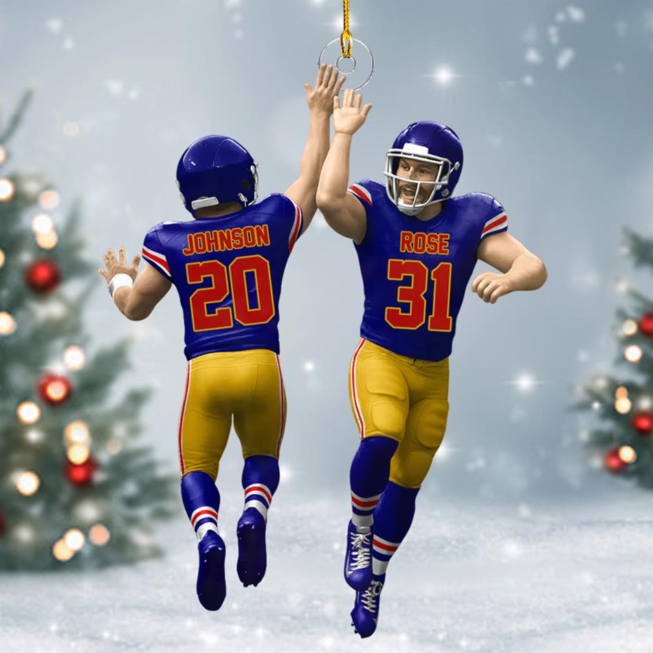 American Teammate High Fives All Around Custom Christmas Ornament 2 Sides Acrylic Ornament For Football Lovers Football Fans H2511 Trna