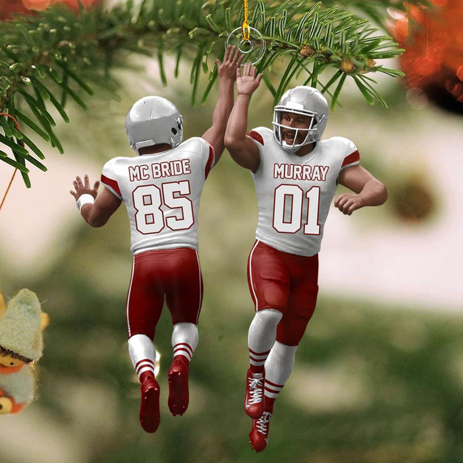 American Teammate High Fives All Around Custom Christmas Ornament 2 Sides Acrylic Ornament For Football Lovers Football Fans H2511 Trna
