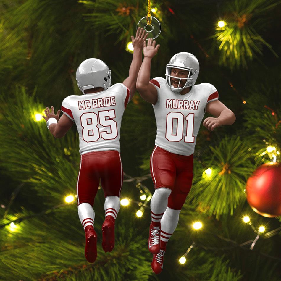 American Teammate High Fives All Around Custom Christmas Ornament 2 Sides Acrylic Ornament For Football Lovers Football Fans H2511 Trna