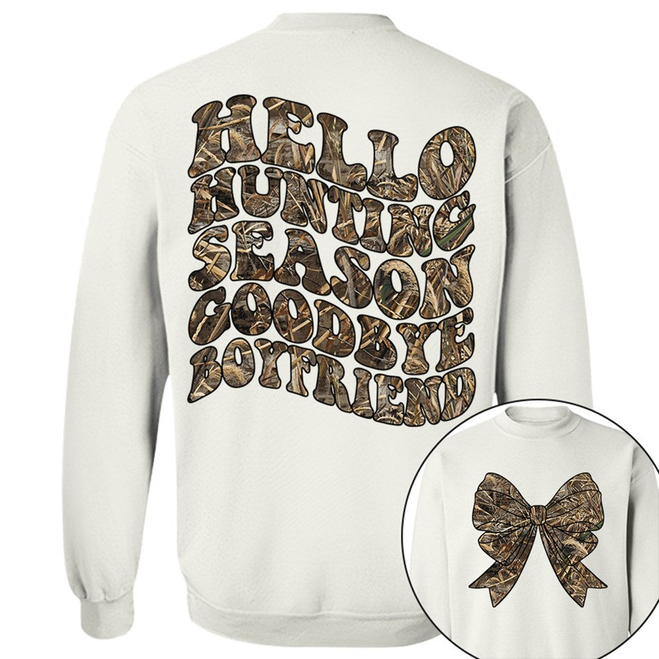 Hello Hunting Season Goodbye Boyfriend Camo Coquette Bow T Shirt Gift for Her H2511