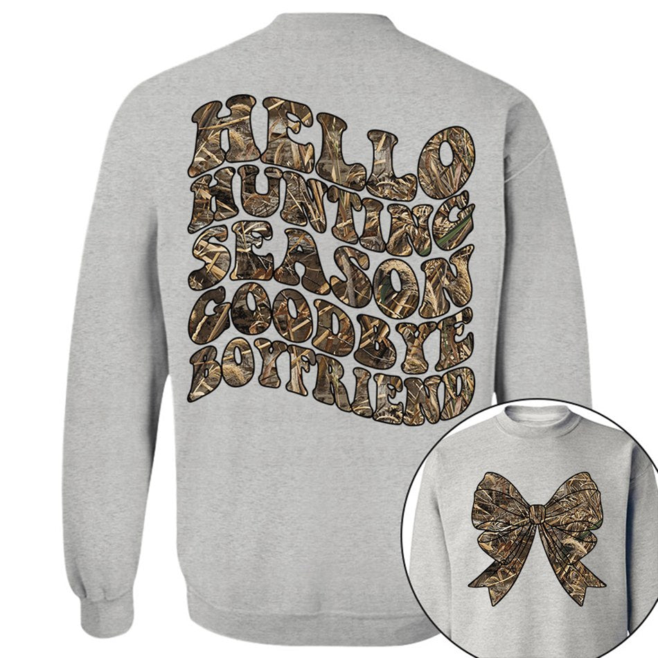 Hello Hunting Season Goodbye Boyfriend Camo Coquette Bow T Shirt Gift for Her H2511