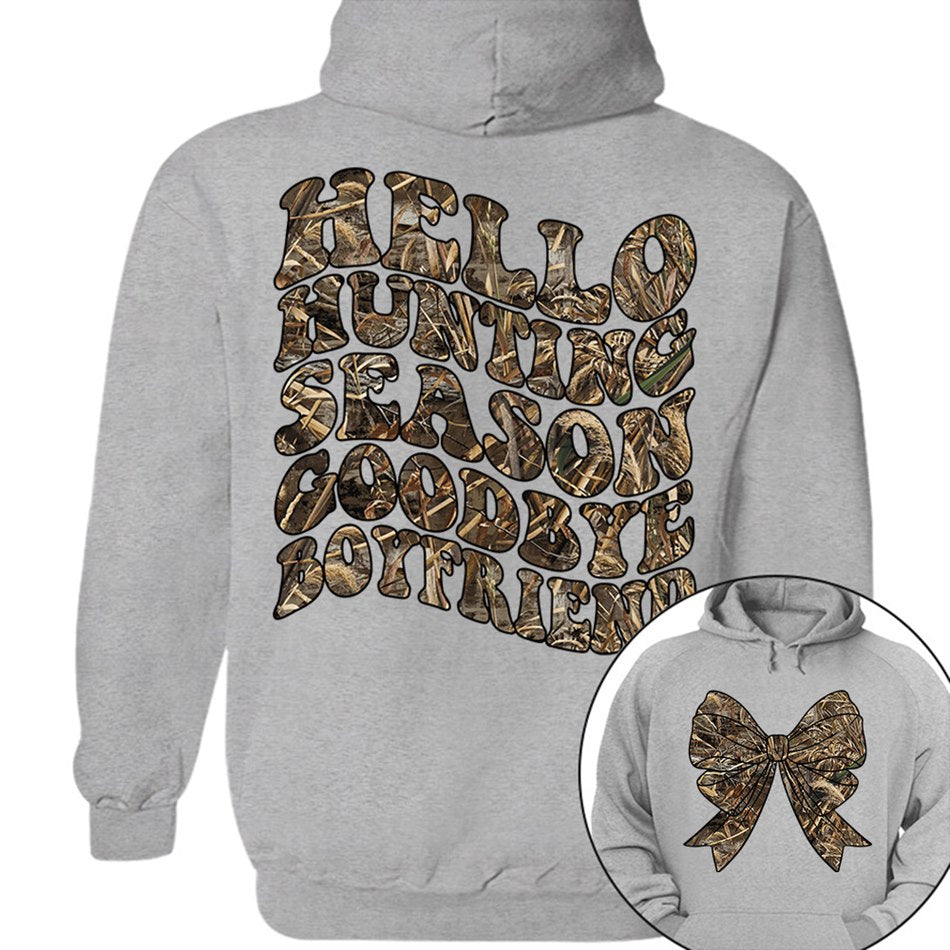 Hello Hunting Season Goodbye Boyfriend Camo Coquette Bow T Shirt Gift for Her H2511