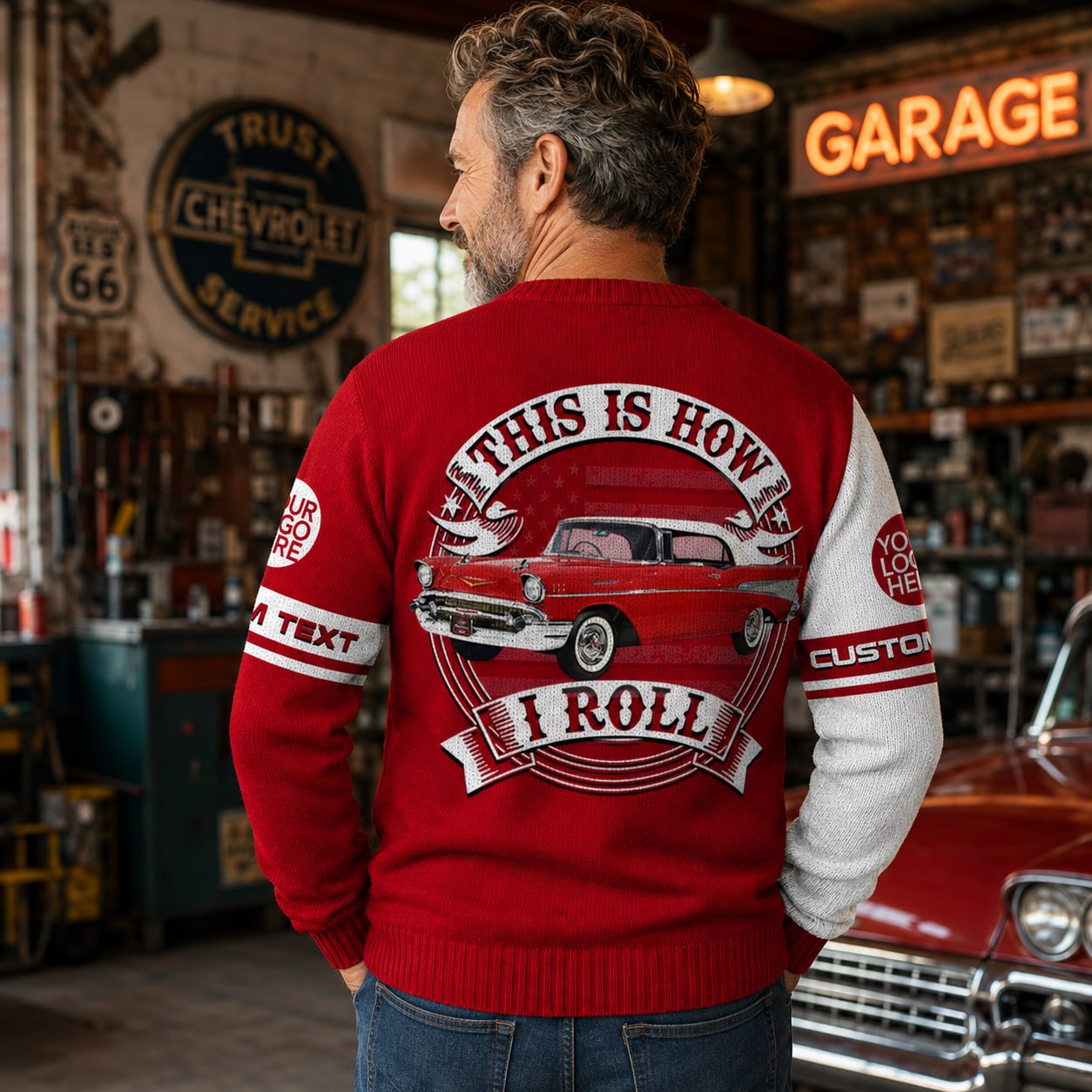 This Is How I Roll, Custom Photo  Classic Car Ugly Sweater, Gift for Car Lovers A2110 Pt99