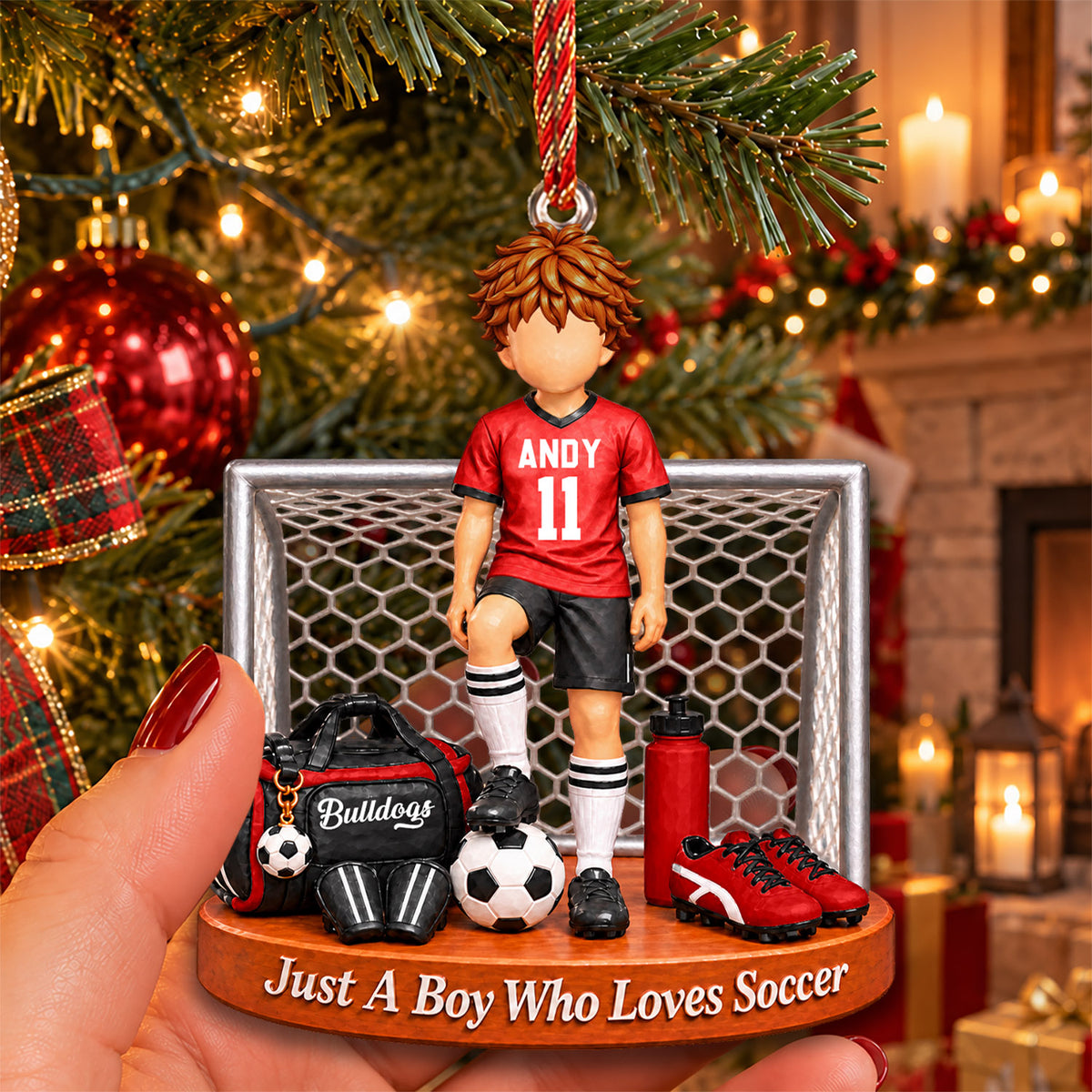 Just A Boy Who Loves Soccer, Personalized Soccer Ornament, Custom Player Name Gift, Gift For Soccer Players Soccer Lover MI209 Nh00