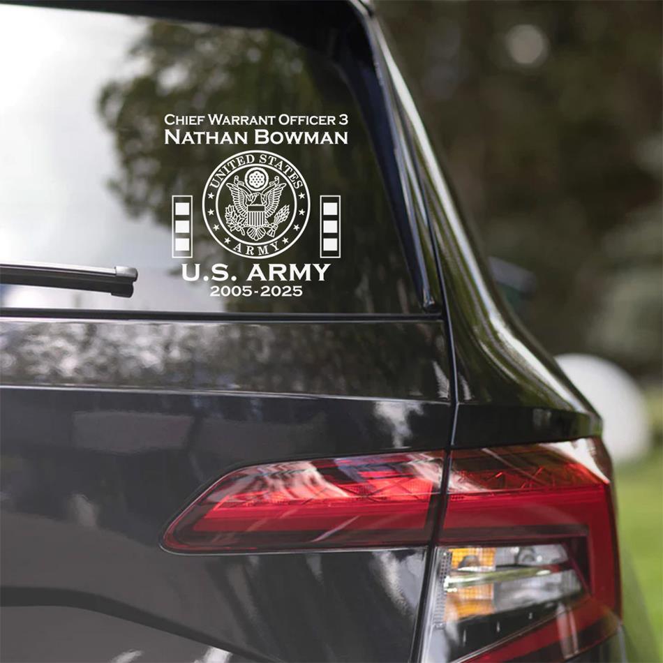 Custom All Branches of Services Military Car Decal For Military Veteran Military Retired Gift H2511 Trna