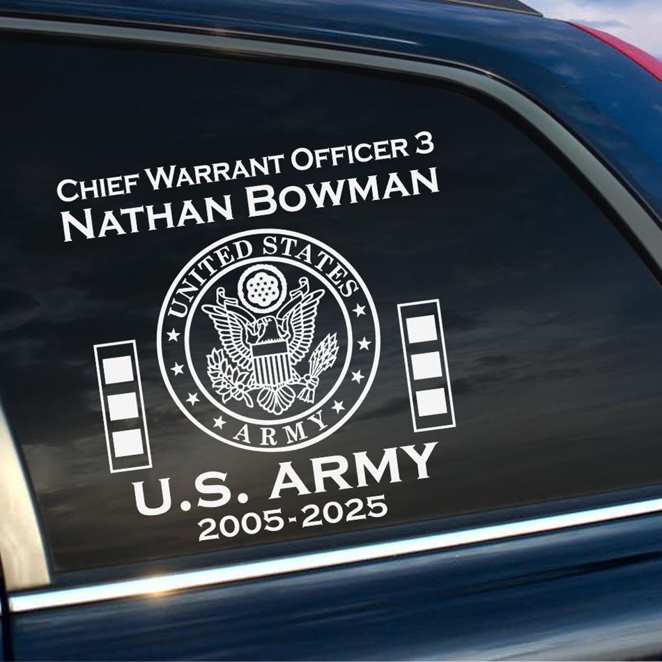 Custom All Branches of Services Military Car Decal For Military Veteran Military Retired Gift H2511 Trna