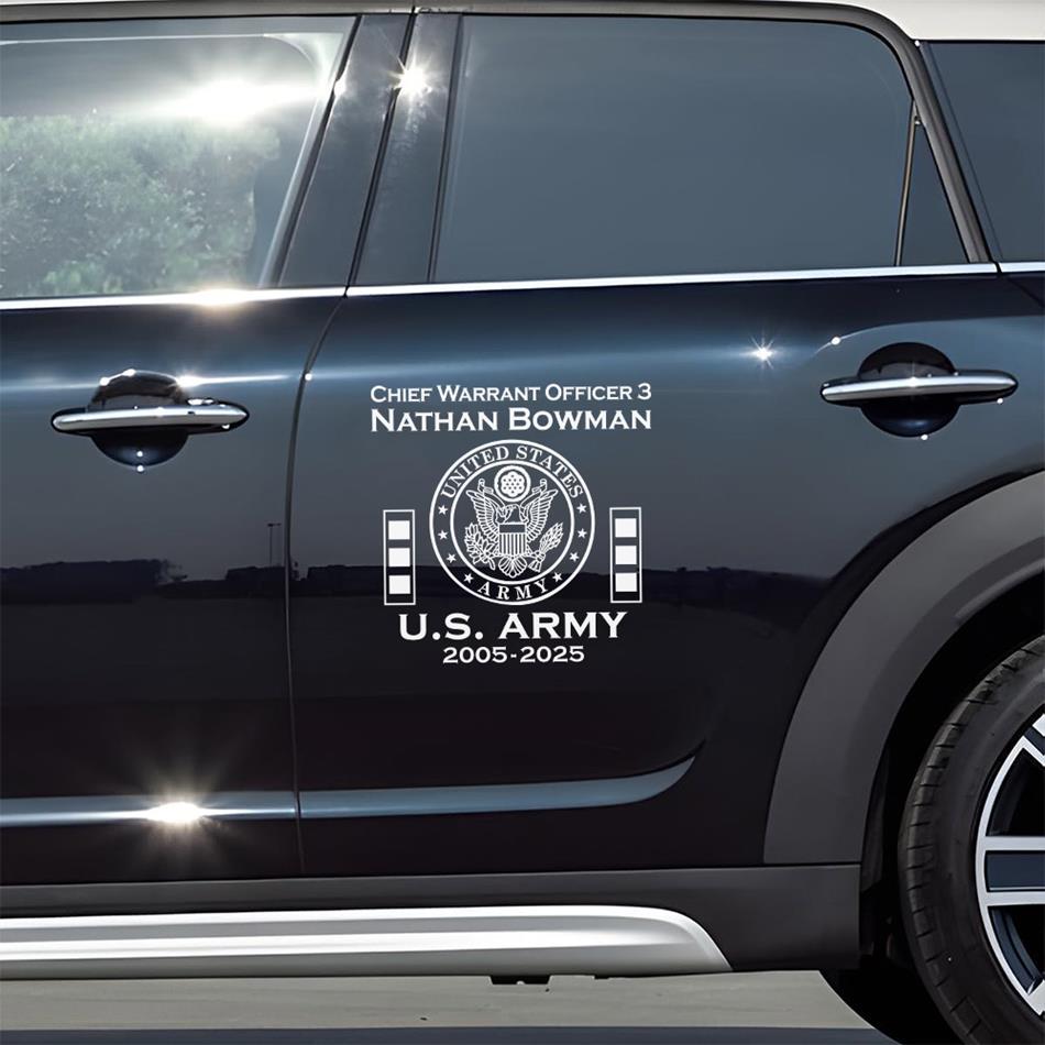 Custom All Branches of Services Military Car Decal For Military Veteran Military Retired Gift H2511 Trna