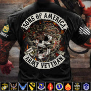 Personalized Veteran Skull Shirt Son Of America Custom All Military Branches Of Service Shirt H2511 Trna