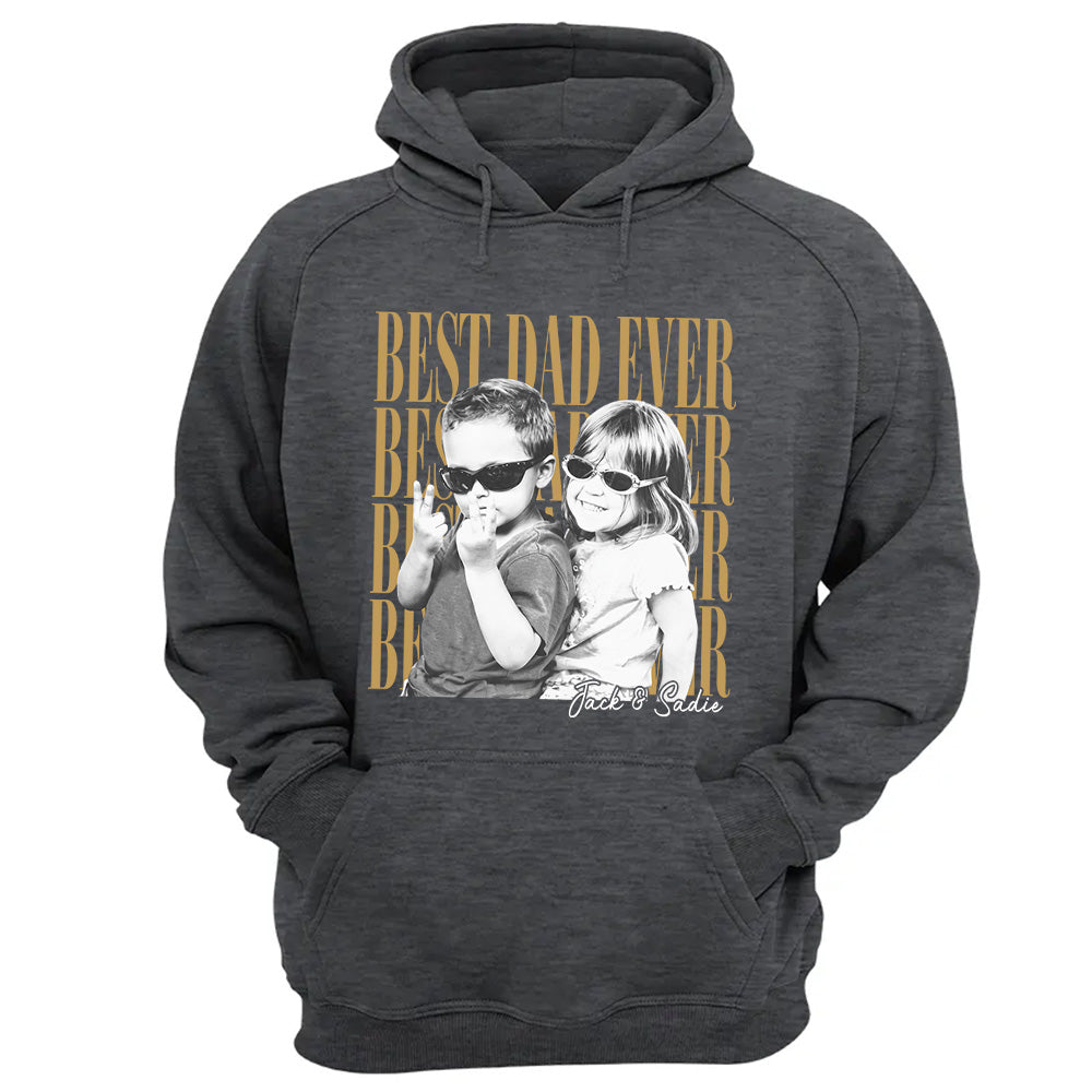 Pullover HoodieCustom Dad Vintage Photo Shirt Personalized Fathers Day Shirt With Kids Photo, Funny Dad Shirt, Best Dad Ever Shirt, New Dad Gift Vh01