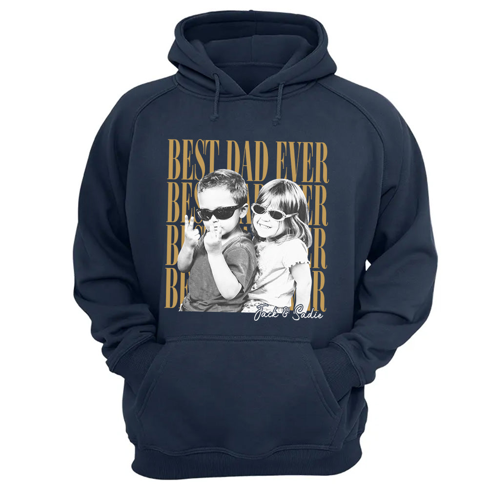 Pullover HoodieCustom Dad Vintage Photo Shirt Personalized Fathers Day Shirt With Kids Photo, Funny Dad Shirt, Best Dad Ever Shirt, New Dad Gift Vh01