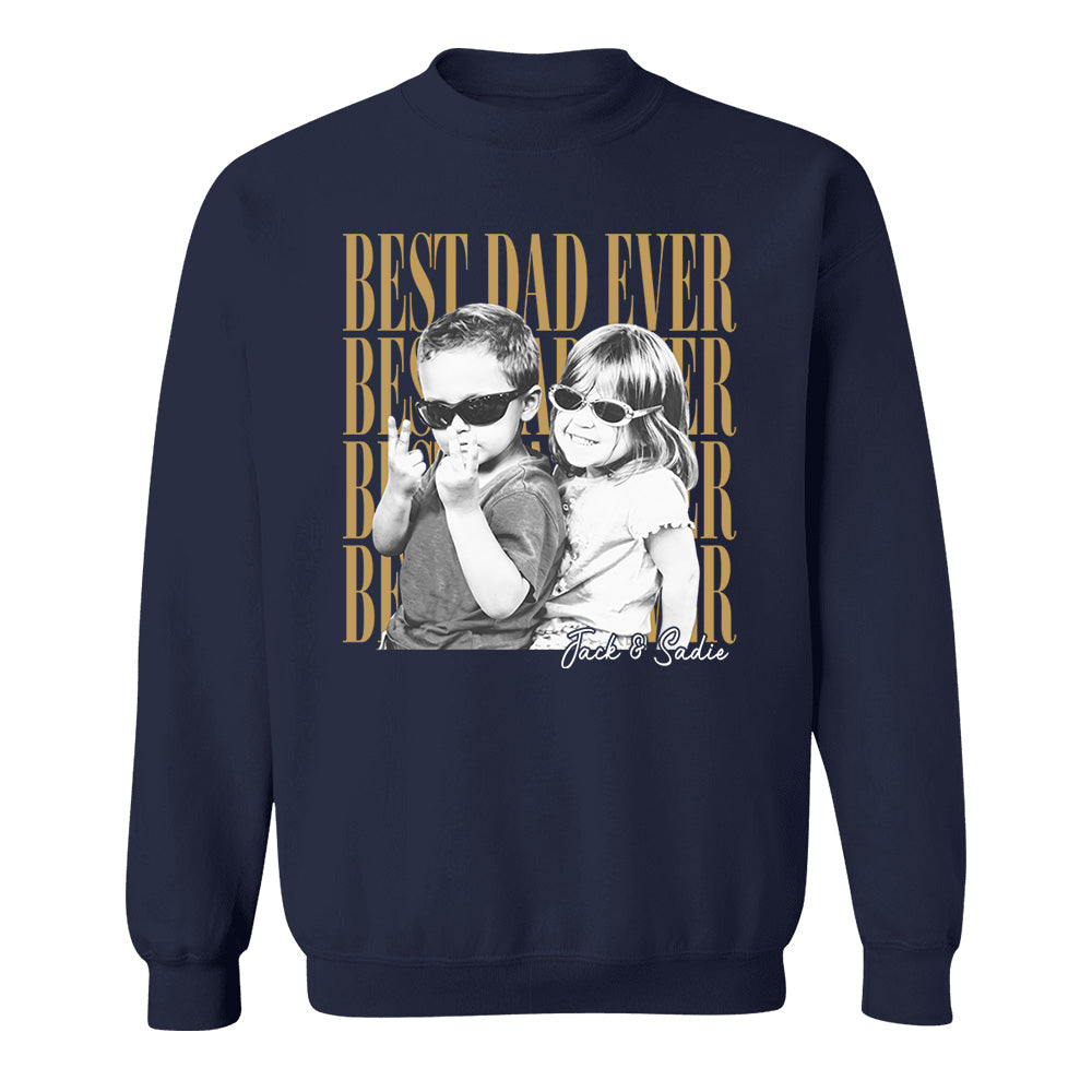 Pullover HoodieCustom Dad Vintage Photo Shirt Personalized Fathers Day Shirt With Kids Photo, Funny Dad Shirt, Best Dad Ever Shirt, New Dad Gift Vh01