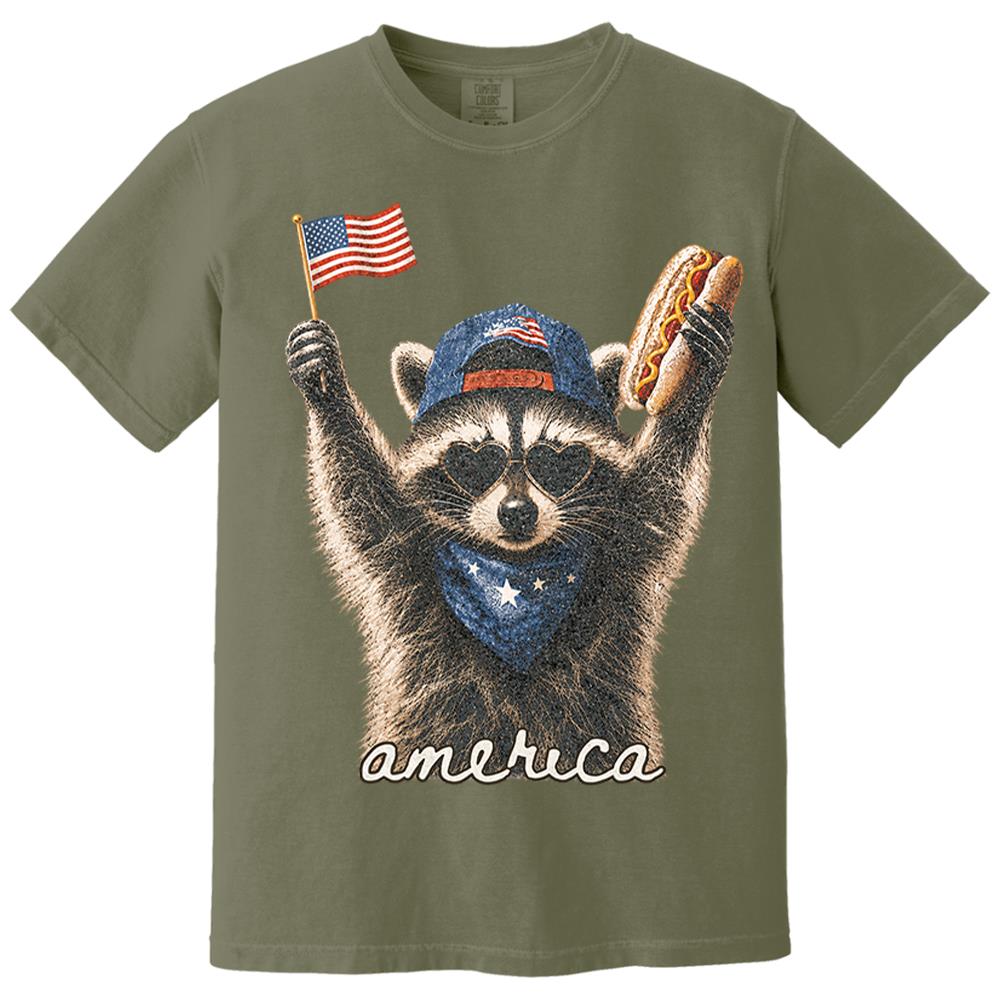 Custom Photo Pet, Feral & Free Racoon Shirt, 4th of July Shirt, USA Independence Day Shirt, Funny Raccoon Tee, Patriotic Shirt, July 4th Gift Nh00