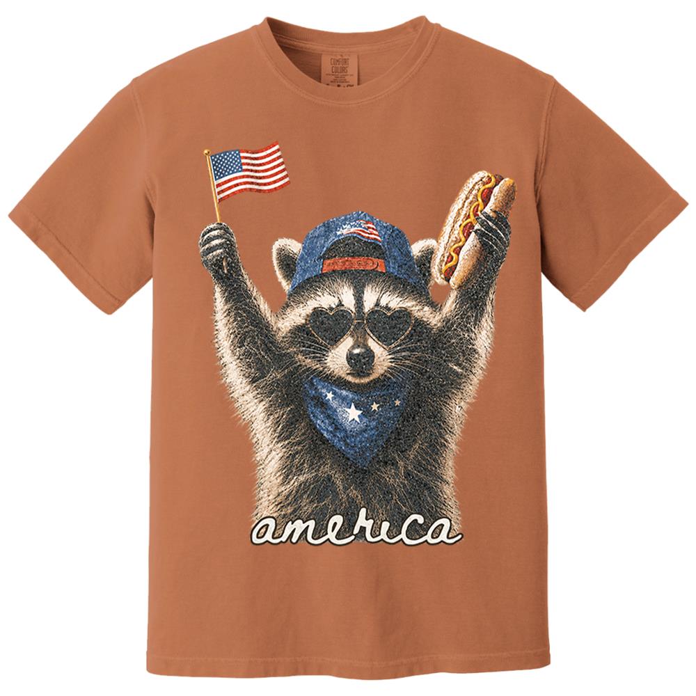 Custom Photo Pet, Feral & Free Racoon Shirt, 4th of July Shirt, USA Independence Day Shirt, Funny Raccoon Tee, Patriotic Shirt, July 4th Gift Nh00