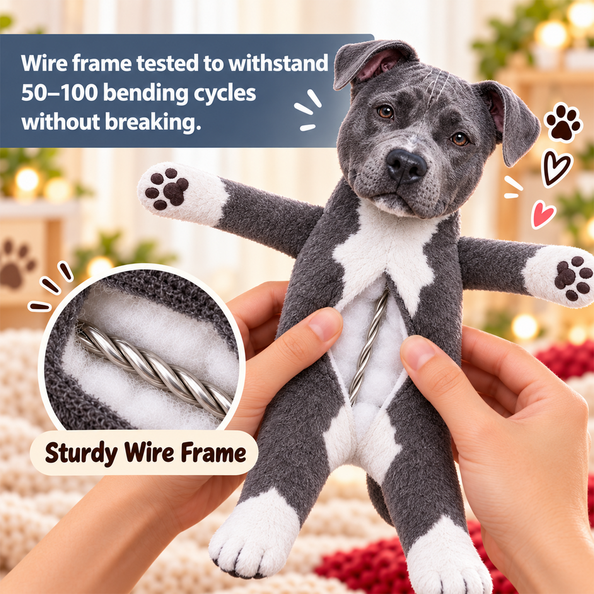 Personalized Pit Bull Photo Pet Squishy Toy Poseable Plush Doll, Funny Gift For Dog Mom, Dad, Pet Lover T1807 T24 TL06