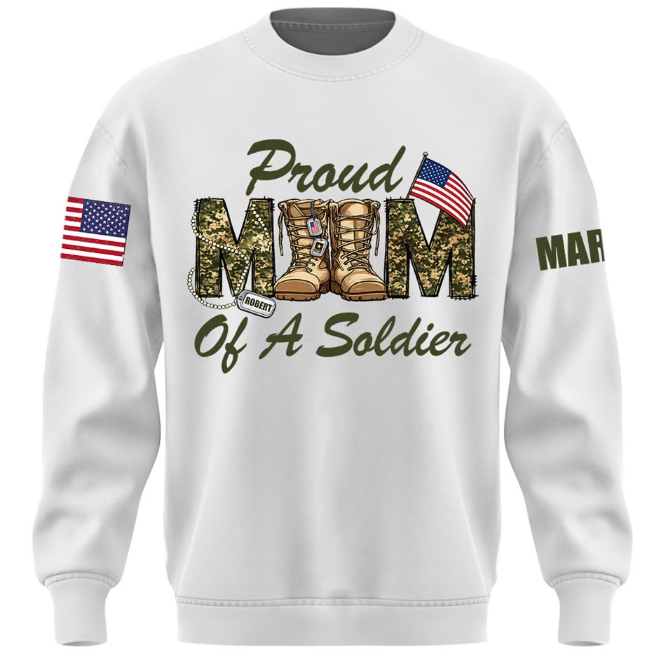 Proud Mom Of A Soldier Camouflage Combat Boots Custom Shirt For Proud Mom Dad Military Family Shirt H2511 Trna