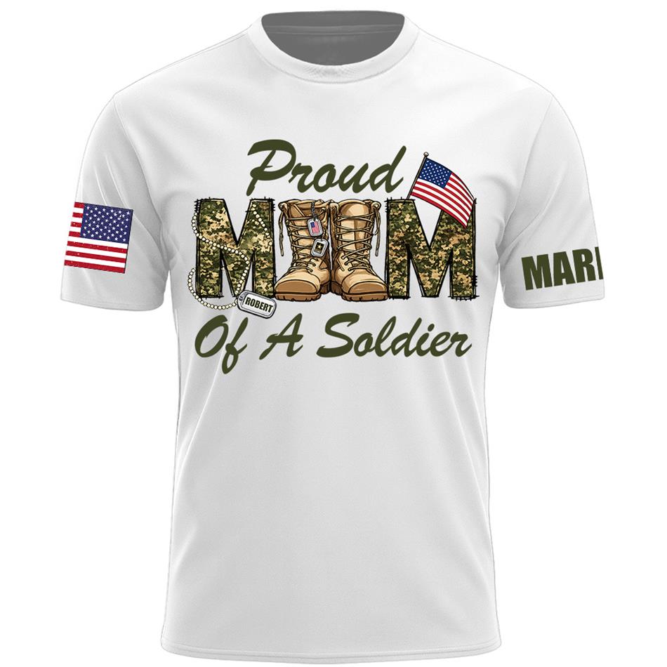 Proud Mom Of A Soldier Camouflage Combat Boots Custom Shirt For Proud Mom Dad Military Family Shirt H2511 Trna