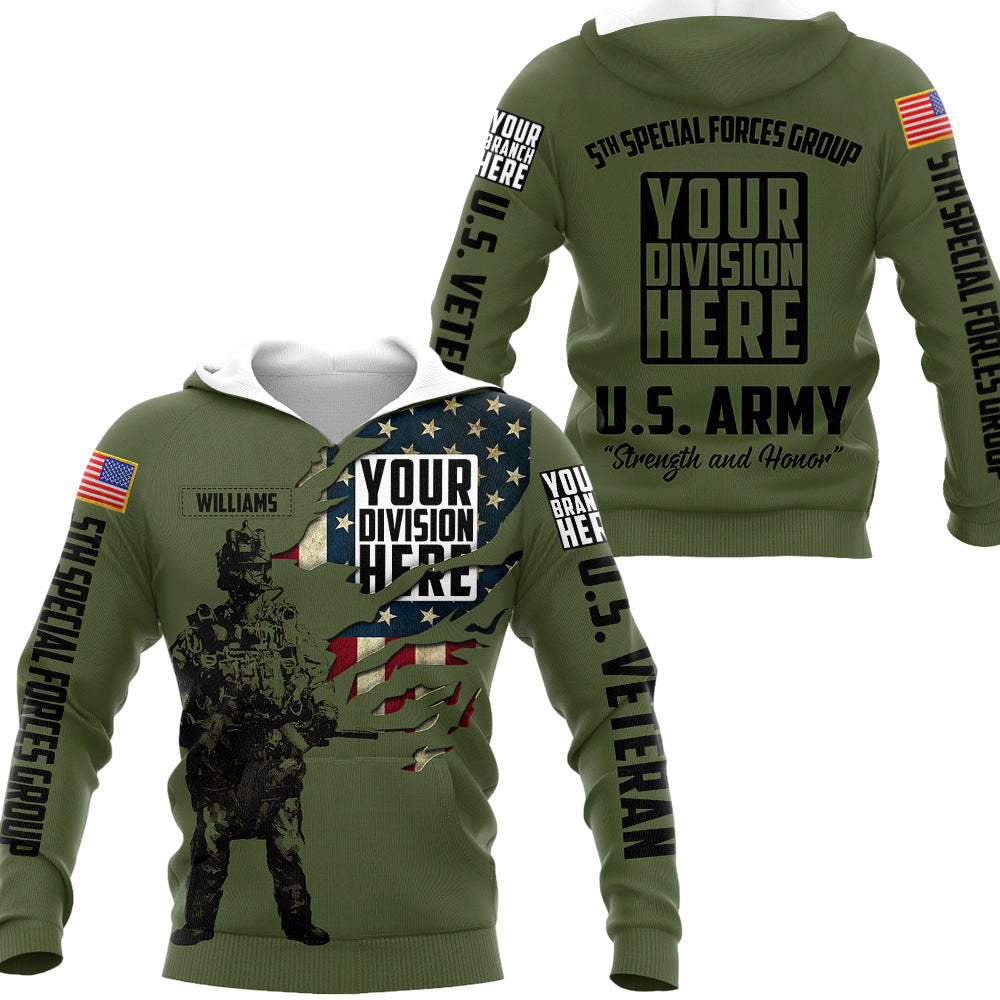 Personalized All Over Print Shirt For Military Veteran Custom Special Forces Logo Hoodie Zip Hoodie For Veteran Dad Grandpa H2511