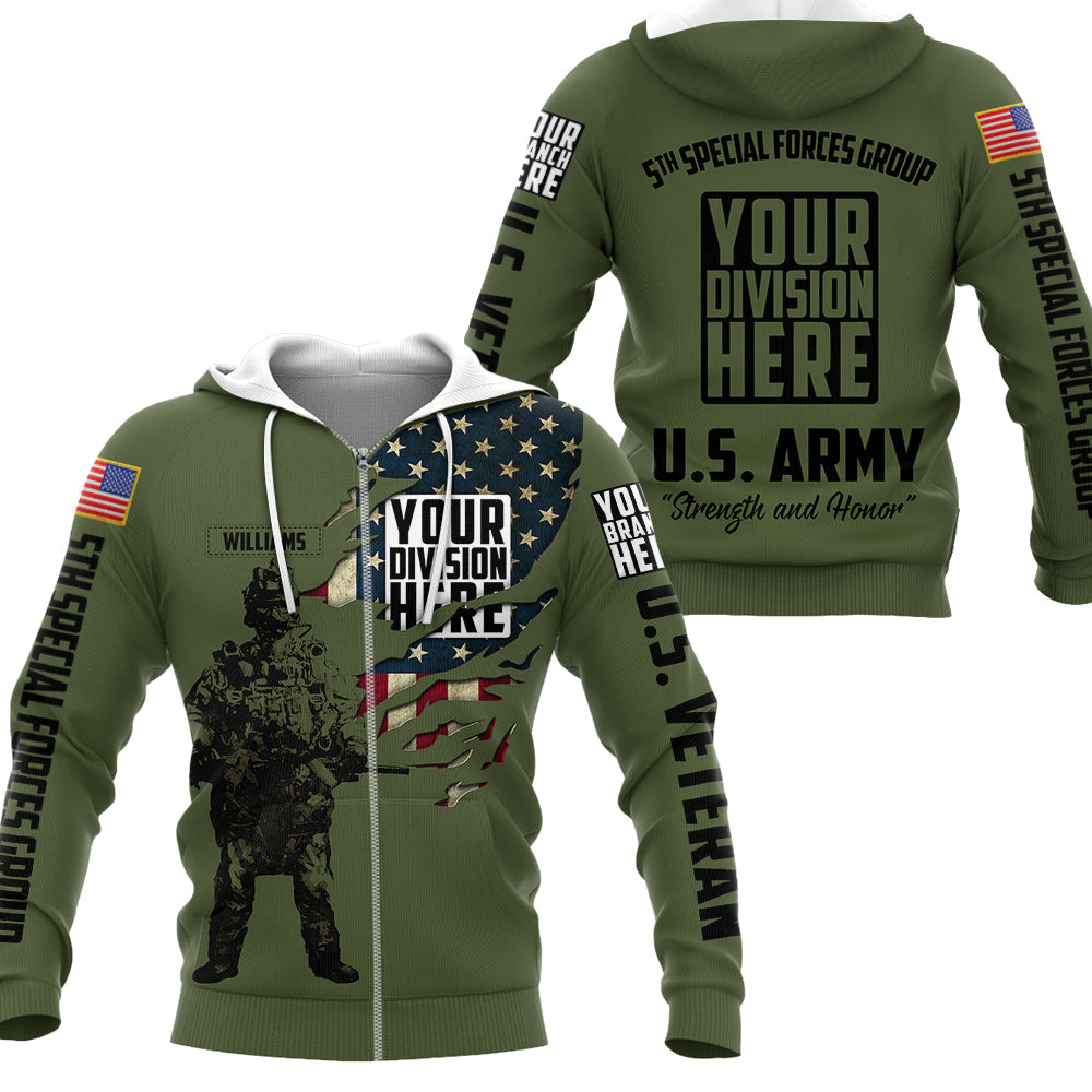 Personalized All Over Print Shirt For Military Veteran Custom Special Forces Logo Hoodie Zip Hoodie For Veteran Dad Grandpa H2511