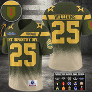 Military Green Football Jersey Custom Division Rank Badges Gift For Proud US Veterans H2511 Trna
