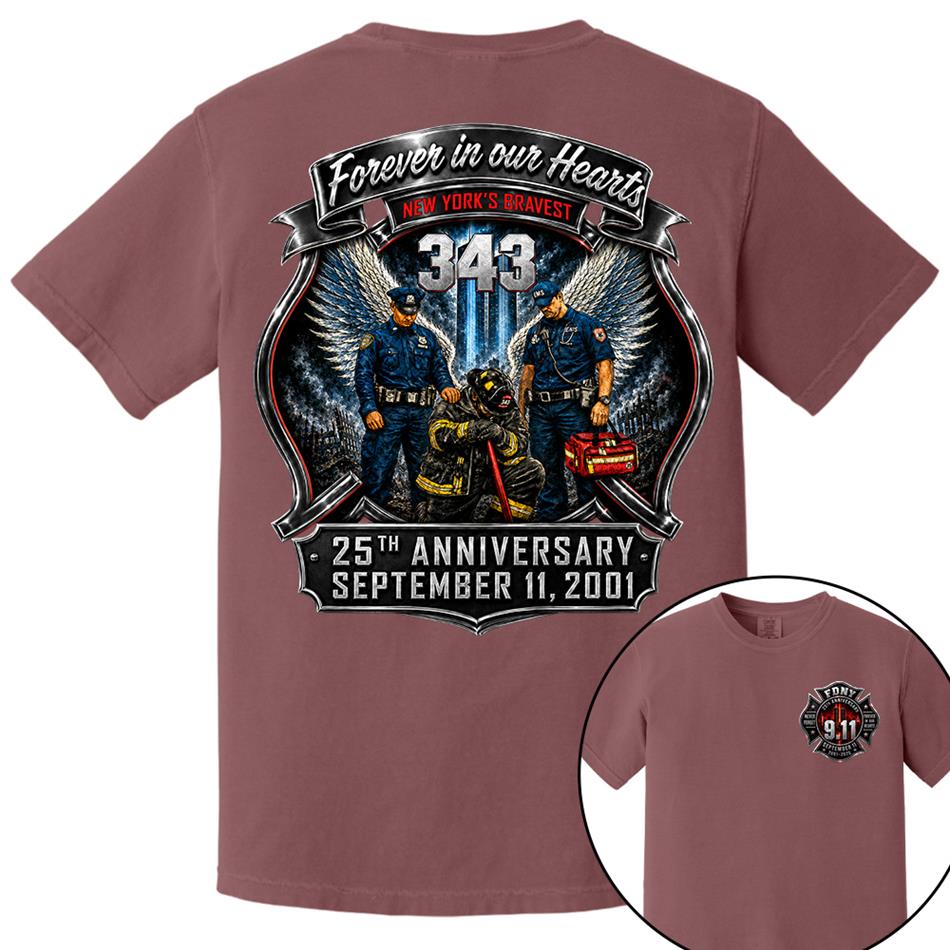 Forever In Our Hearts NY's Braves 9/11 Memorial Firefighter Tribute Shirt, Never Forget 25th Anniversary Shirt H2511 Trna