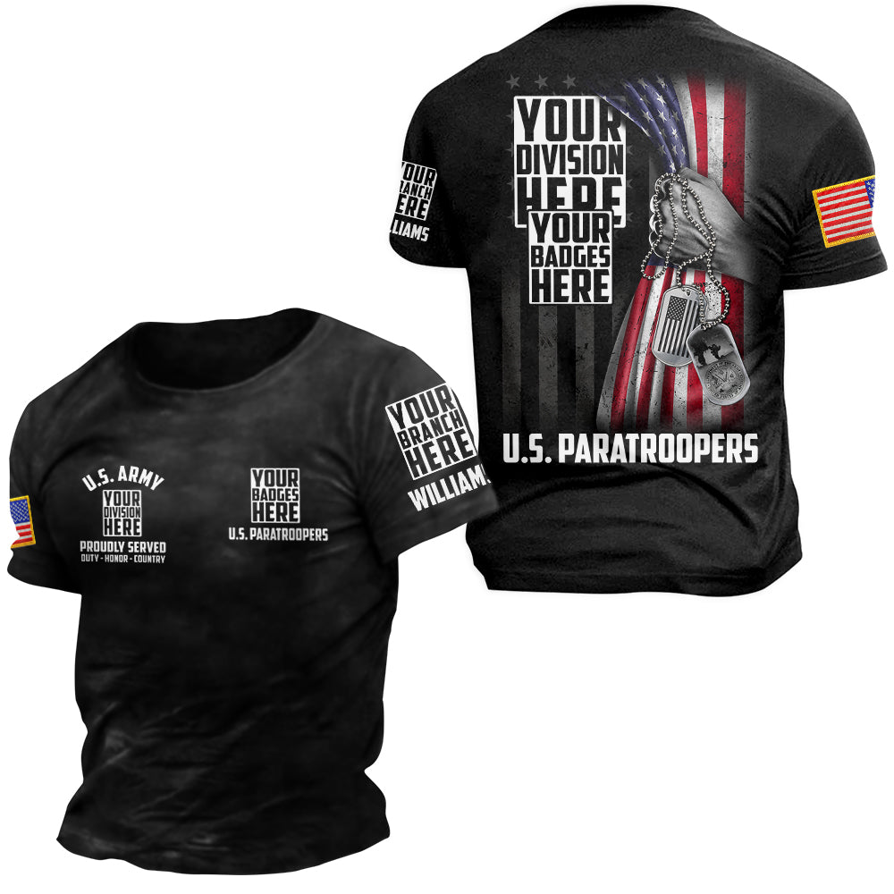Custom All Branches Division Badges All Over Print Shirt For Veteran H2511