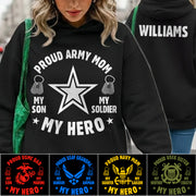 Proud Army Mom My Son My Soldier My Hero Custom Shirt For Military Mom Dad Grandma Family Members H2511 Trna