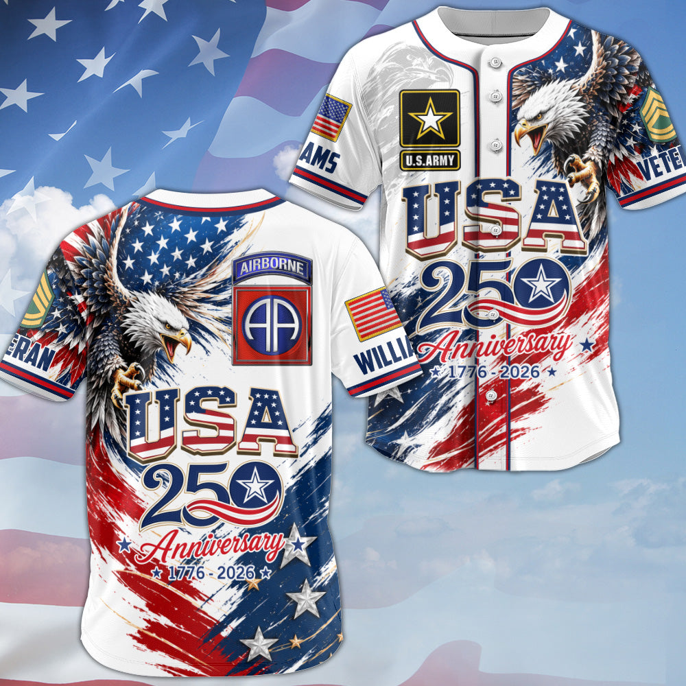 Personalized USA Veteran Baseball Jersey, Custom Name & Number, 250th Anniversary Military Jersey H2511 Trna
