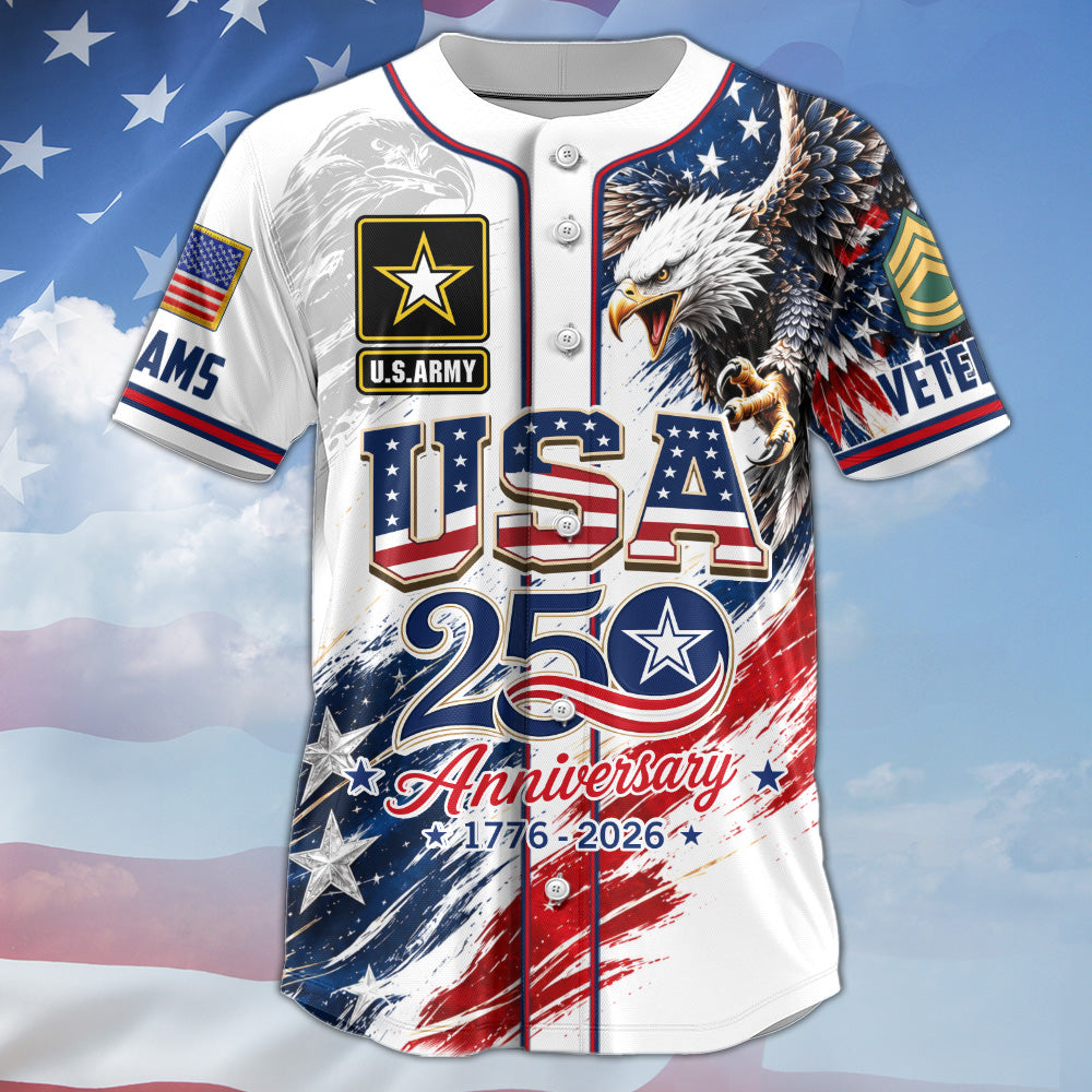 Personalized USA Veteran Baseball Jersey, Custom Name & Number, 250th Anniversary Military Jersey H2511 Trna